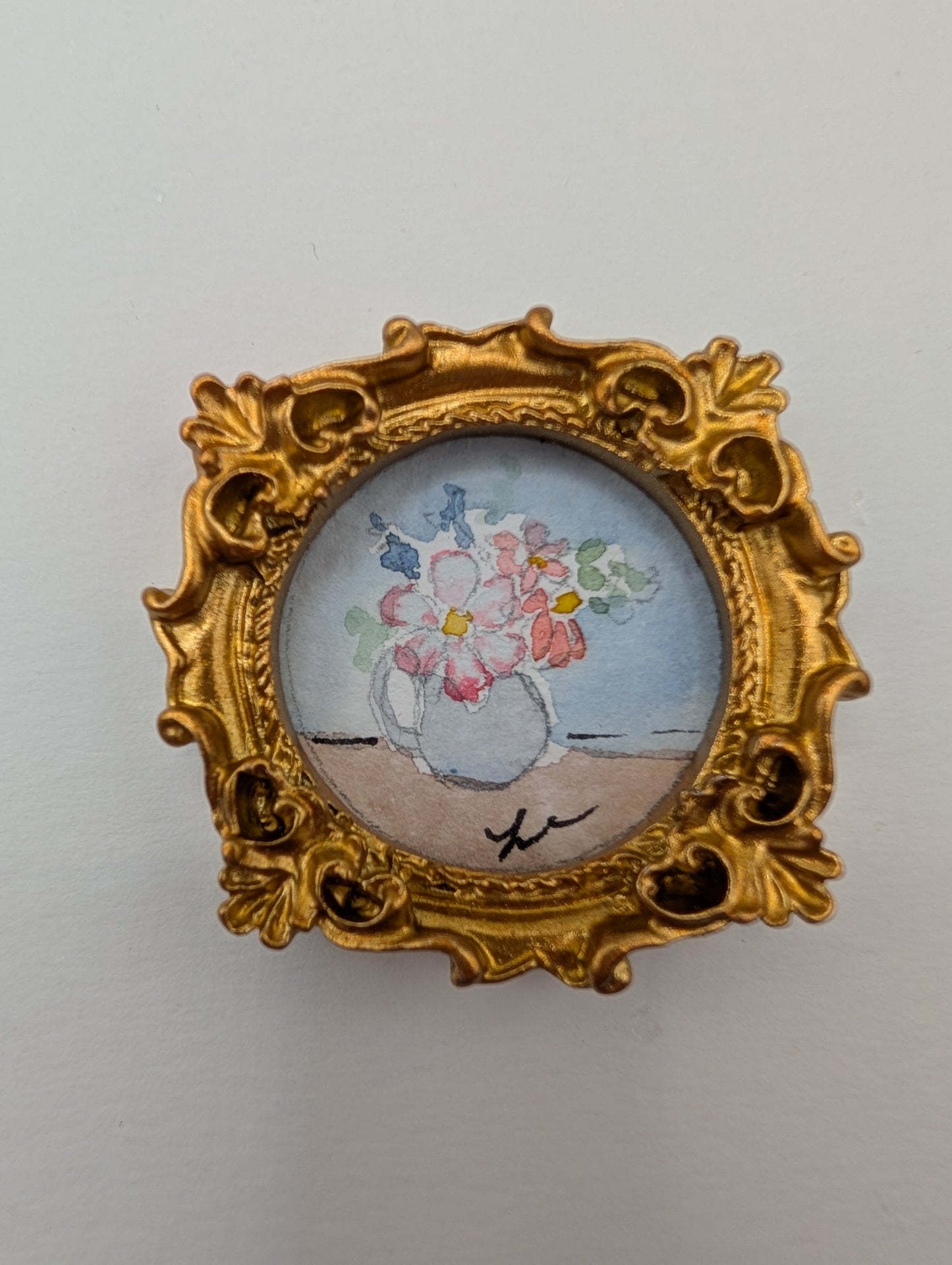 Mini Vase of Flowers Painting - Original Watercolor Art by Lora Cavallin