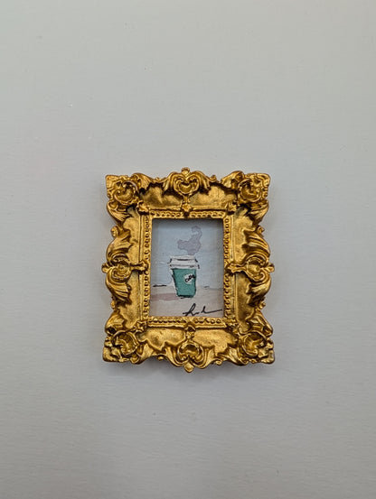 Mini Cup of Coffee Painting - Original Watercolor Art by Lora Cavallin