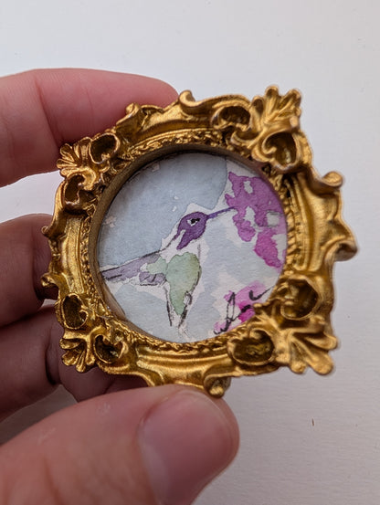 Mini Hummingbird Painting - Original Watercolor Art by Lora Cavallin