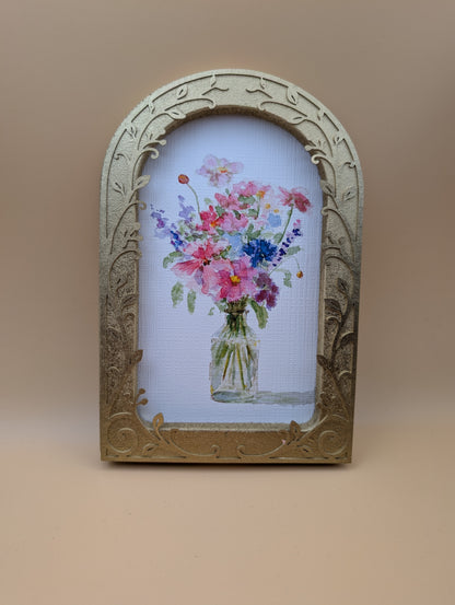 Flowers in Vase - Arched Frame
