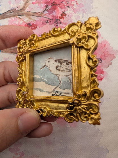 Mini Sandpiper Painting - Original Watercolor Art by Lora Cavallin