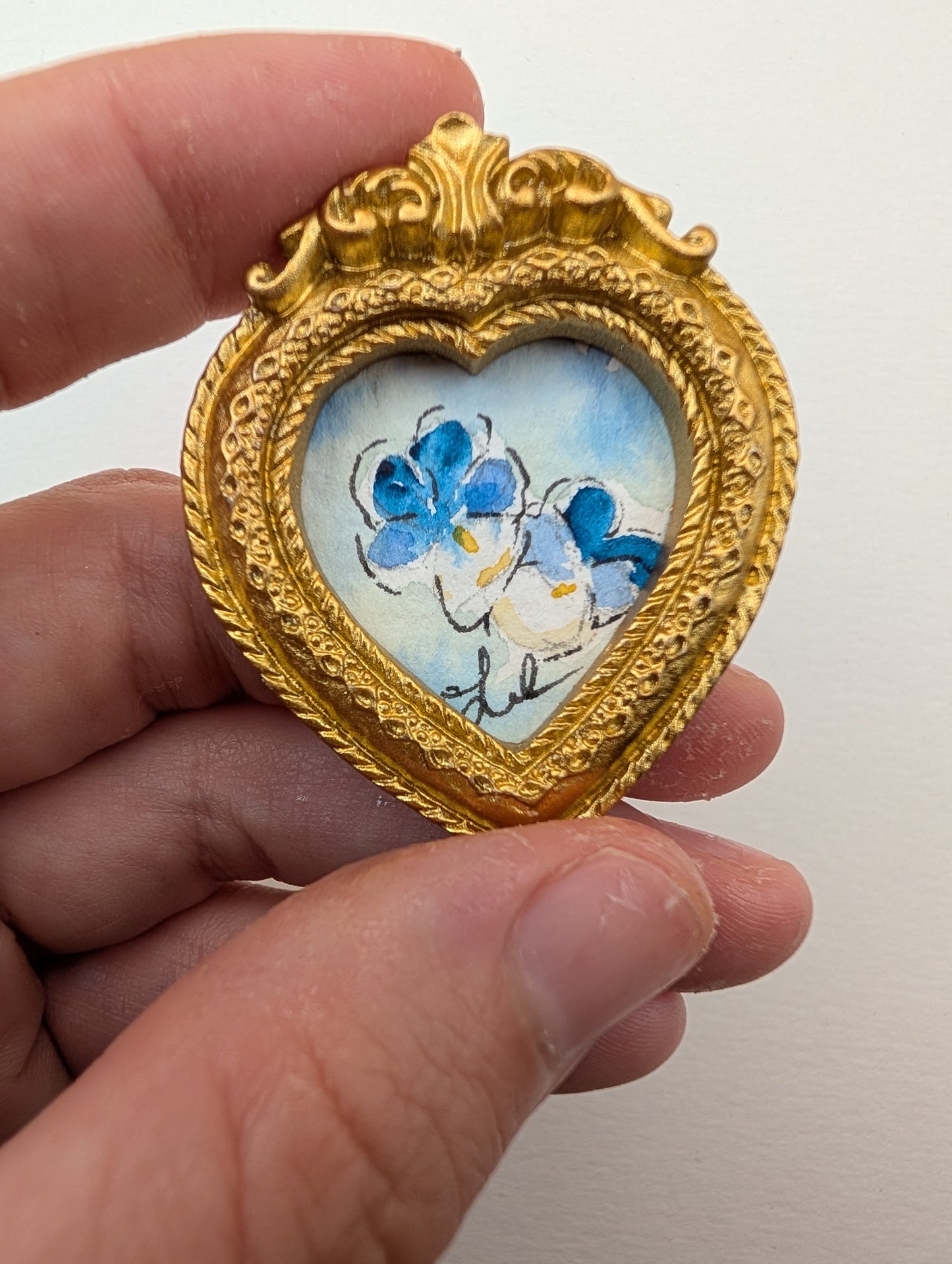 Mini Floral Painting - Original Watercolor Art by Lora Cavallin
