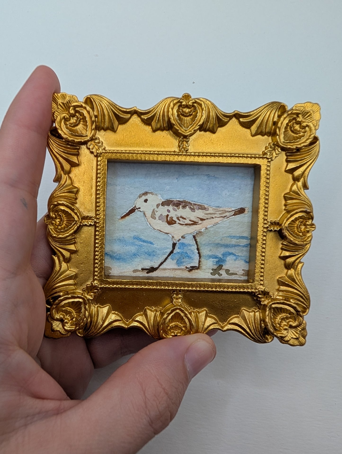 Mini Sandpiper Painting - Original Watercolor Art by Lora Cavallin