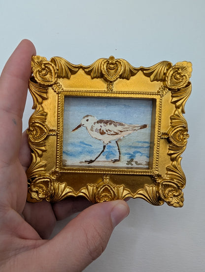Mini Sandpiper Painting - Original Watercolor Art by Lora Cavallin