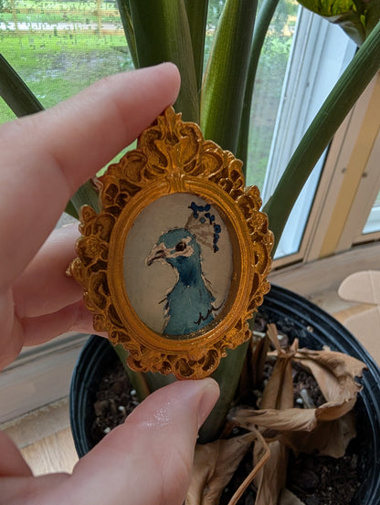 Mini Peacock Painting - Original Watercolor Art by Lora Cavallin