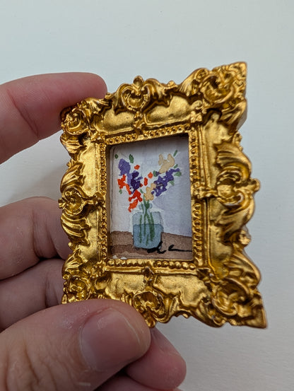 Mini Vase of Flowers Painting - Original Watercolor Art by Lora Cavallin