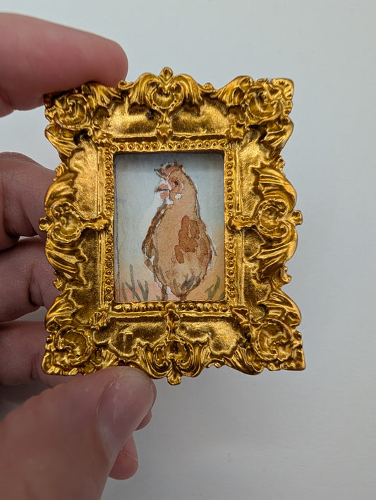 Mini Rooster Painting - Original Watercolor Art by Lora Cavallin
