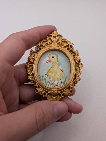 Mini Baby Duck Painting - Original Watercolor Art by Lora Cavallin