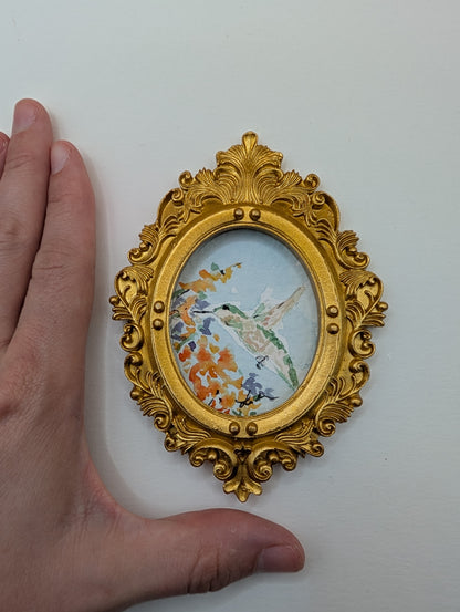 Mini Hummingbird Painting - Original Watercolor Art by Lora Cavallin