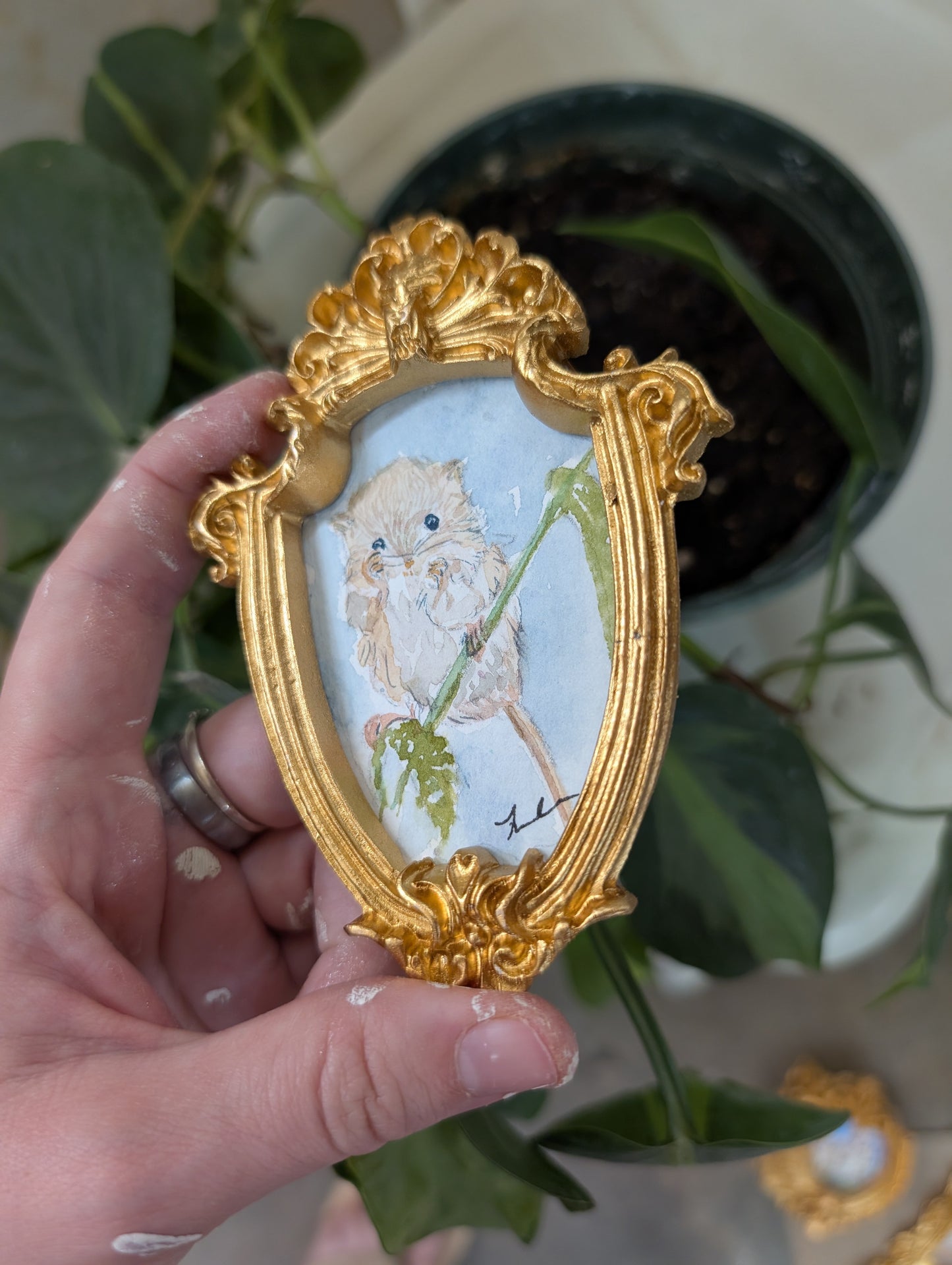 Mini Field Mouse Painting - Original Watercolor Art by Lora Cavallin