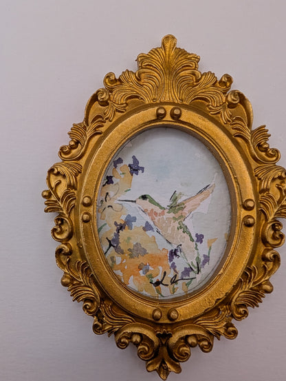 Mini Hummingbird Painting - Original Watercolor Art by Lora Cavallin