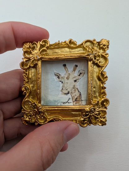 Mini Giraffe Painting - Original Watercolor Art by Lora Cavallin