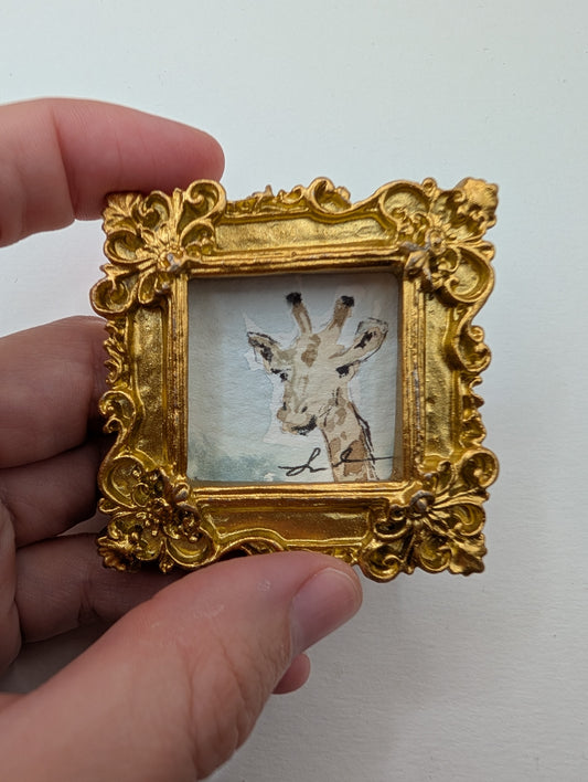 Mini Giraffe Painting - Original Watercolor Art by Lora Cavallin