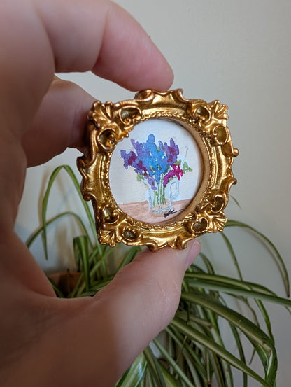 Mini Vase of Flowers Painting - Original Watercolor Art by Lora Cavallin