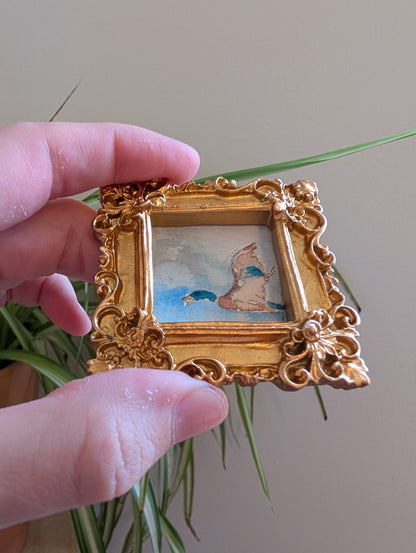 Mini Mallard Duck Painting - Original Watercolor Art by Lora Cavallin