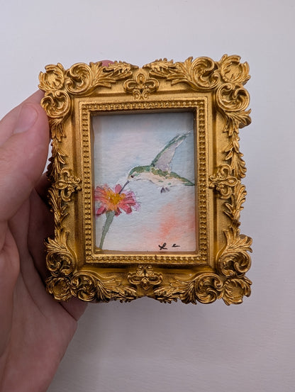 Mini Hummingbird Painting - Original Watercolor Art by Lora Cavallin