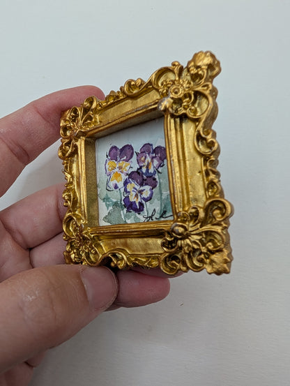 Mini Floral Painting - Original Watercolor Art by Lora Cavallin