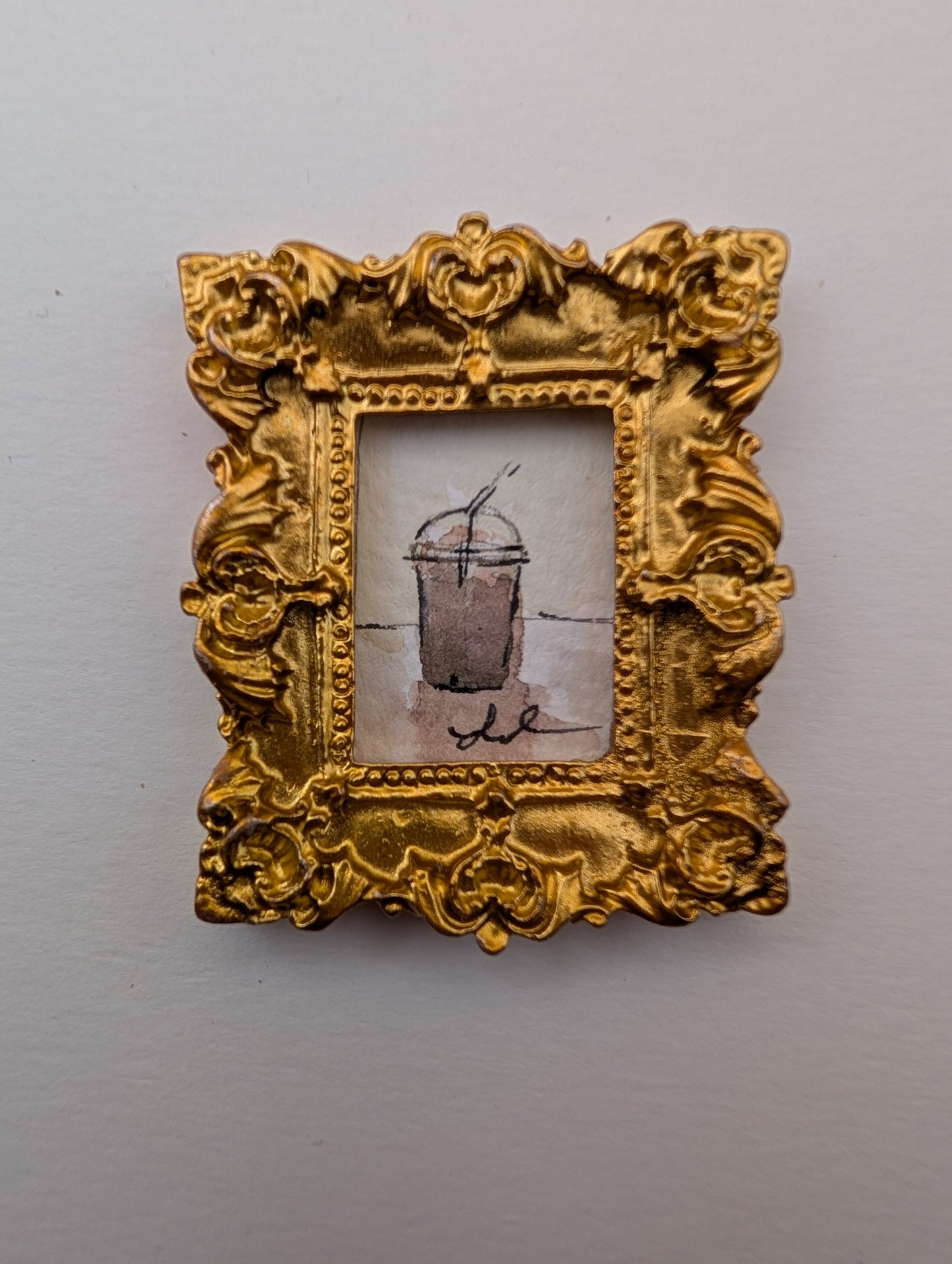 Mini Frozen Drink Painting - Original Watercolor Art by Lora Cavallin