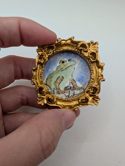 Mini Frog Painting - Original Watercolor Art by Lora Cavallin