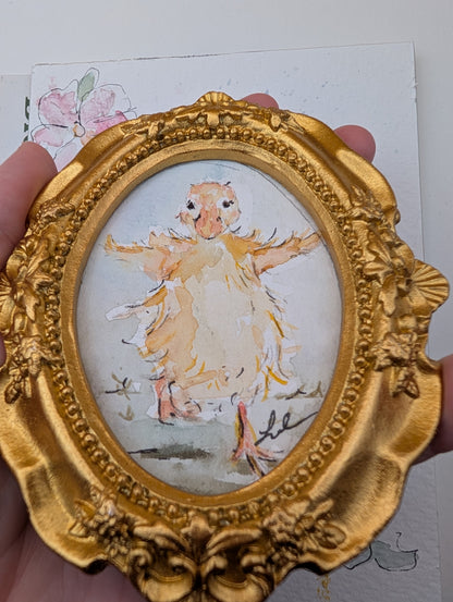 Mini Duck Painting - Original Watercolor Art by Lora Cavallin