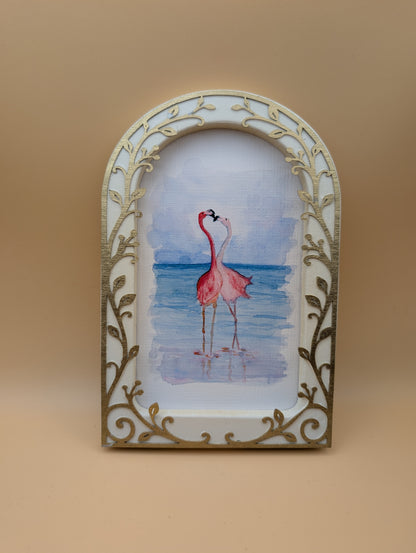 Flamingos in Love - Arched Frame