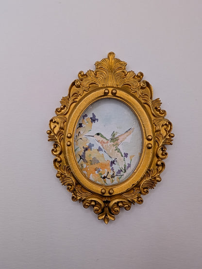 Mini Hummingbird Painting - Original Watercolor Art by Lora Cavallin