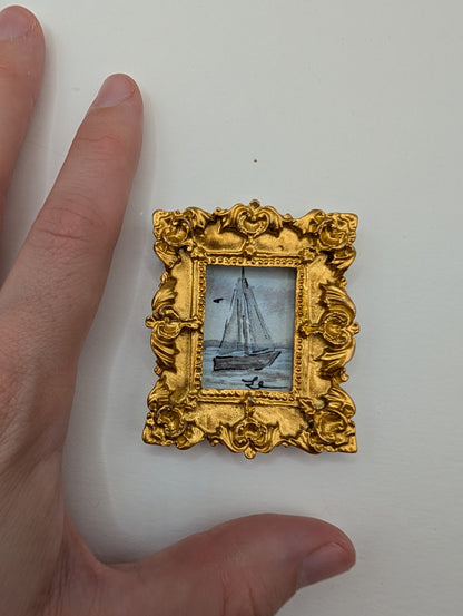 Mini Sailboat Painting - Original Watercolor Art by Lora Cavallin