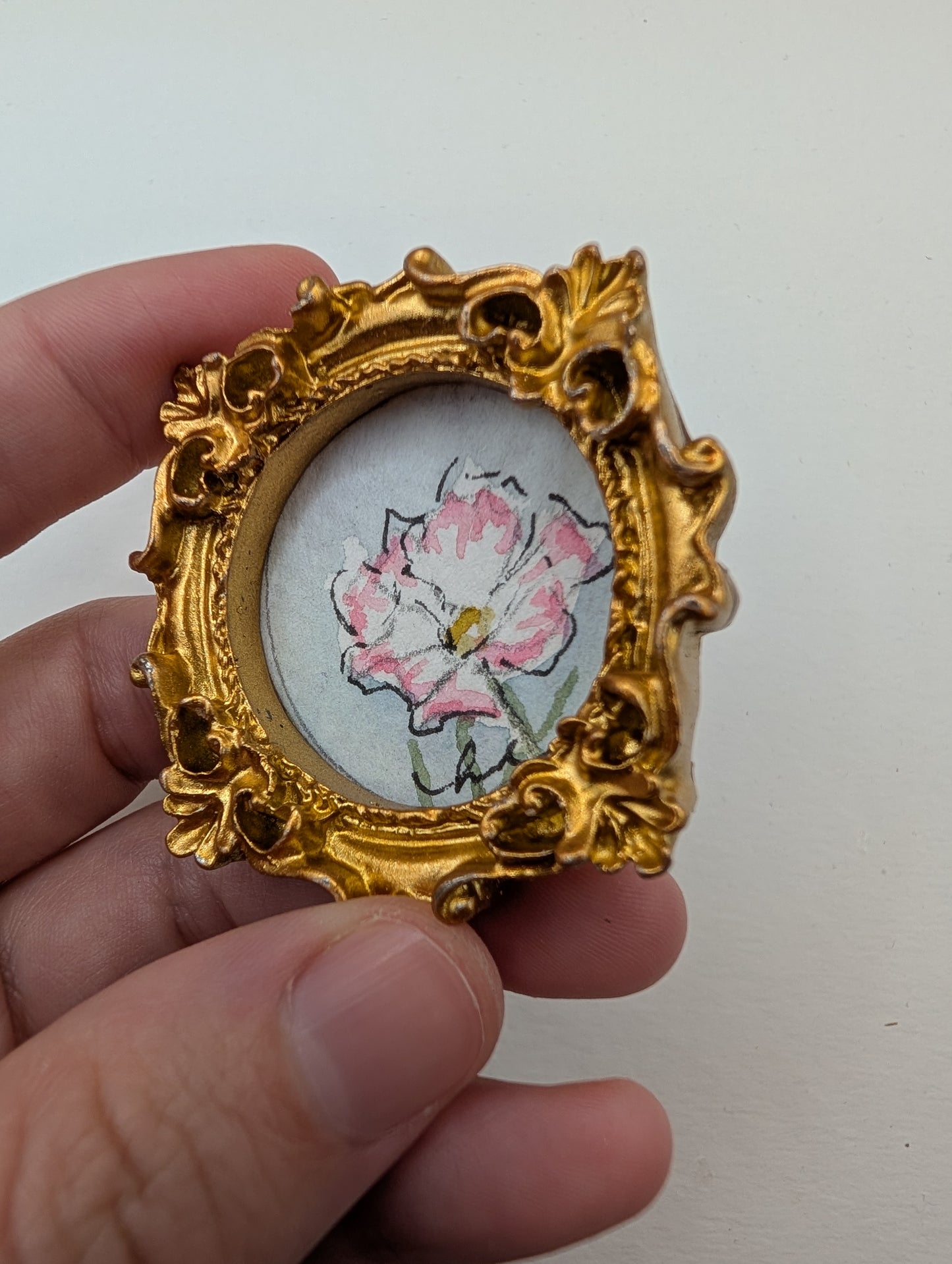 Mini Flower Painting - Original Watercolor Art by Lora Cavallin