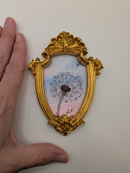 Mini "Make a Wish" Dandelion Painting - Original Watercolor Art by Lora Cavallin