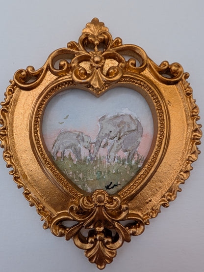 Mini Elephant Painting - Original Watercolor Art by Lora Cavallin