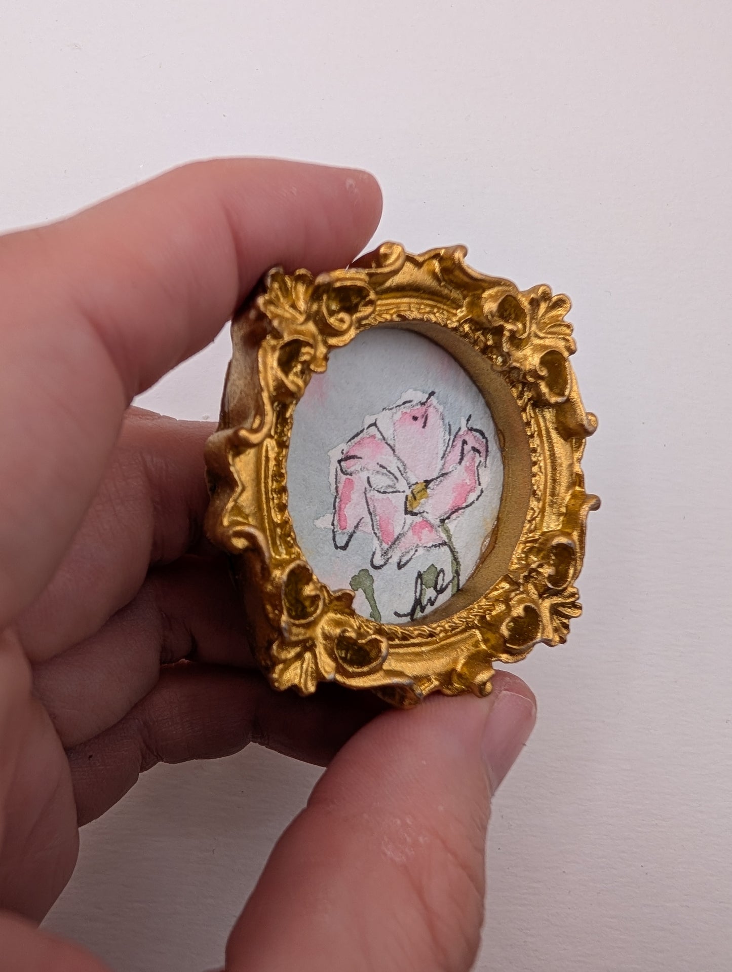Mini Flower Painting - Original Watercolor Art by Lora Cavallin