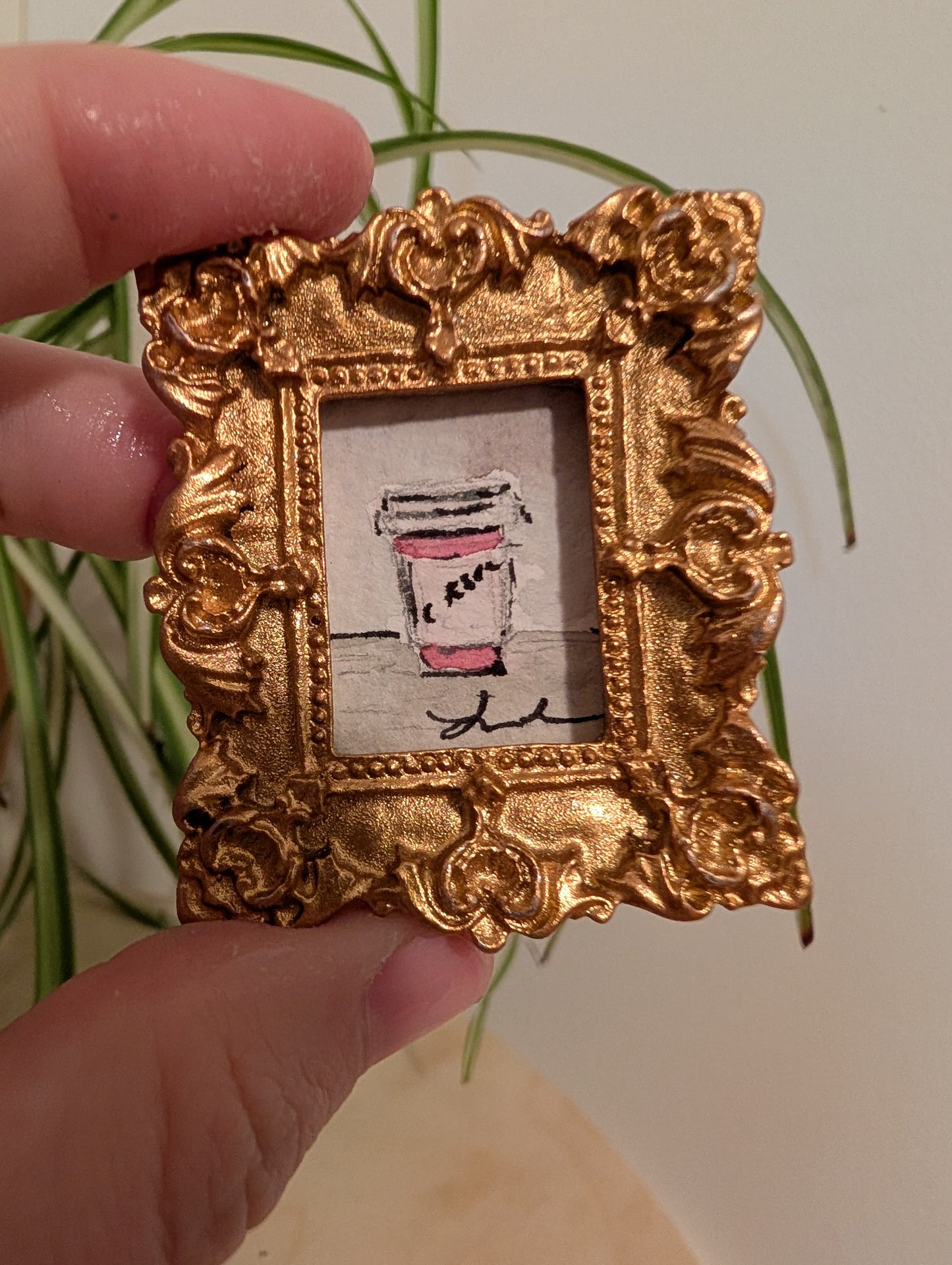 Mini Coffee Cup Painting - Original Watercolor Art by Lora Cavallin