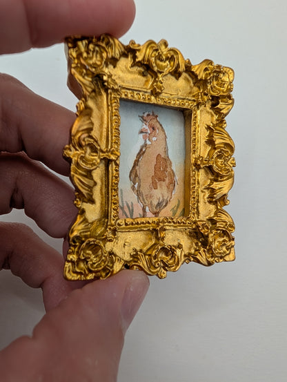 Mini Rooster Painting - Original Watercolor Art by Lora Cavallin