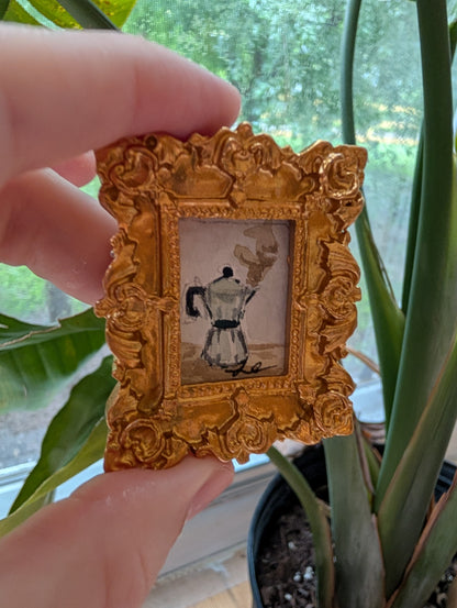 Mini Mocha Coffee Painting - Original Watercolor Art by Lora Cavallin