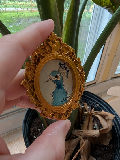 Mini Peacock Painting - Original Watercolor Art by Lora Cavallin
