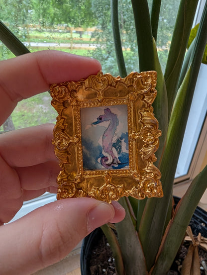 Mini Seahorse Painting - Original Watercolor Art by Lora Cavallin