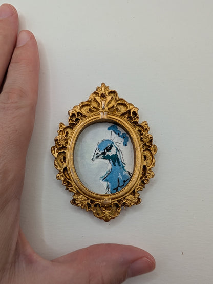 Mini Peacock Painting - Original Watercolor Art by Lora Cavallin