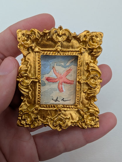 Mini Starfish Painting - Original Watercolor Art by Lora Cavallin