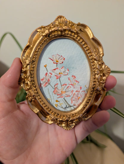 Mini Floral Painting - Original Watercolor Art by Lora Cavallin