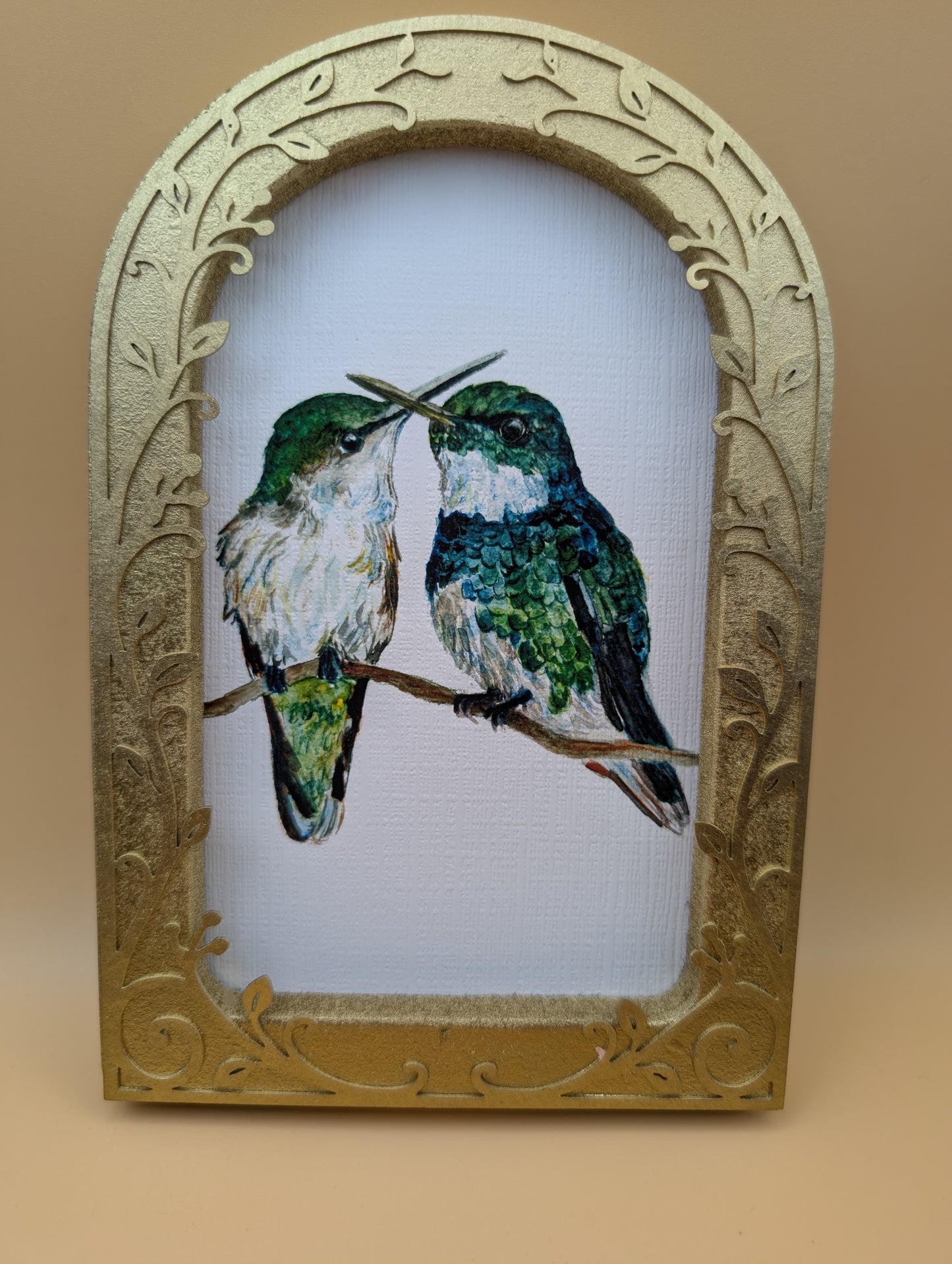 Green Hummingbirds - Arched Framed Print