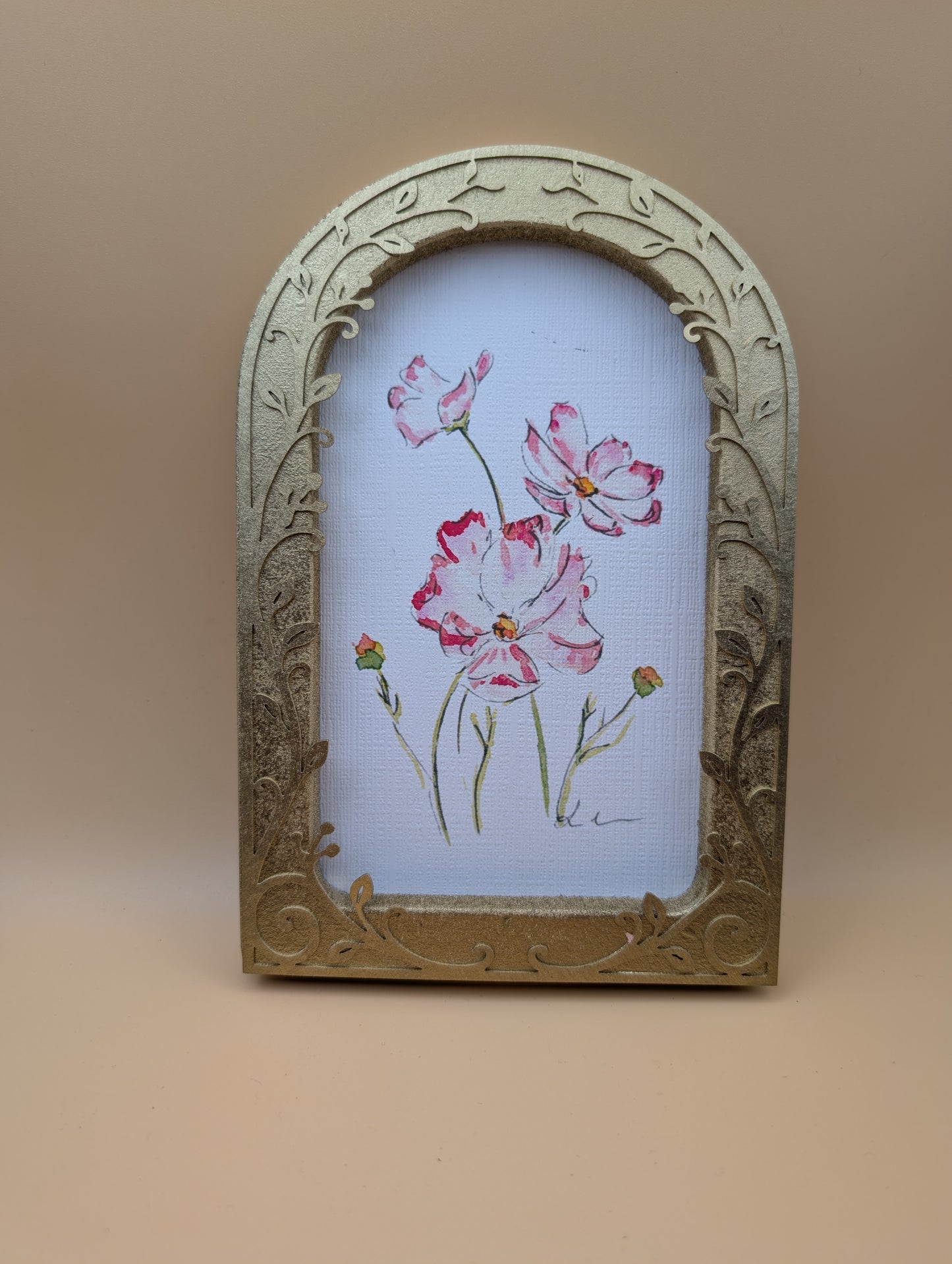 Loose Watercolor Floral Print - Arched Framed Print