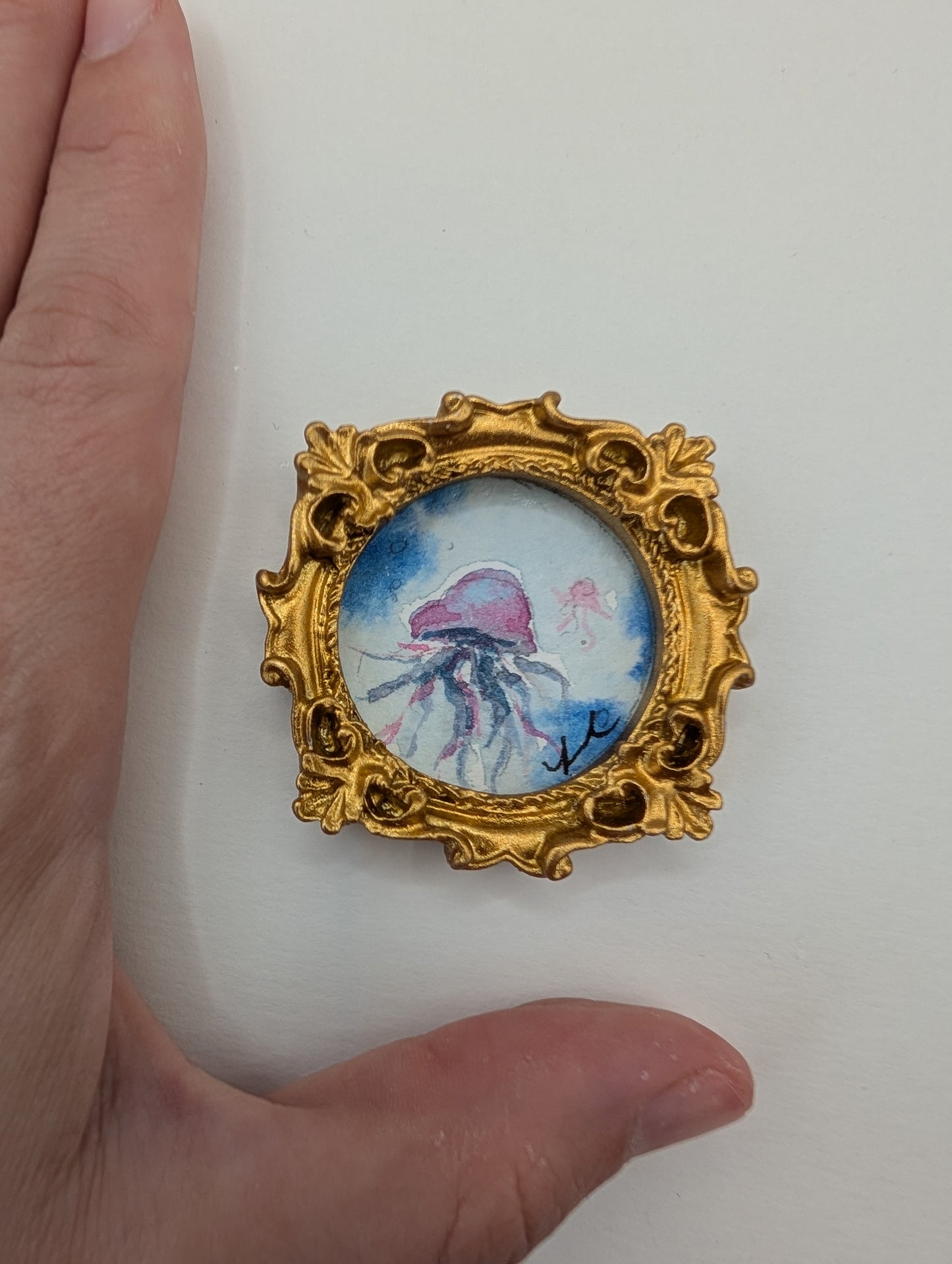 Mini Jellyfish Painting - Original Watercolor Art by Lora Cavallin