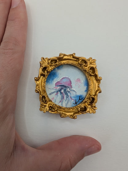 Mini Jellyfish Painting - Original Watercolor Art by Lora Cavallin