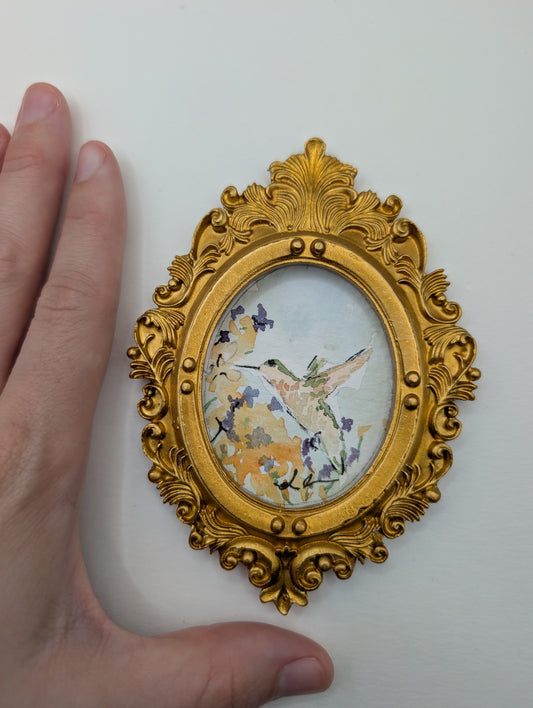 Mini Hummingbird Painting - Original Watercolor Art by Lora Cavallin