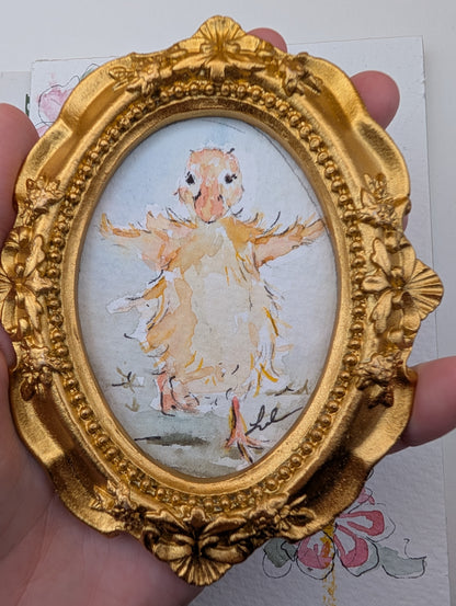 Mini Duck Painting - Original Watercolor Art by Lora Cavallin