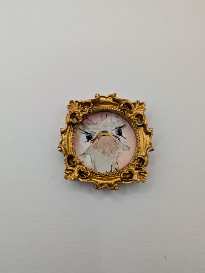 Mini Ostrich Bird Painting - Original Watercolor Art by Lora Cavallin