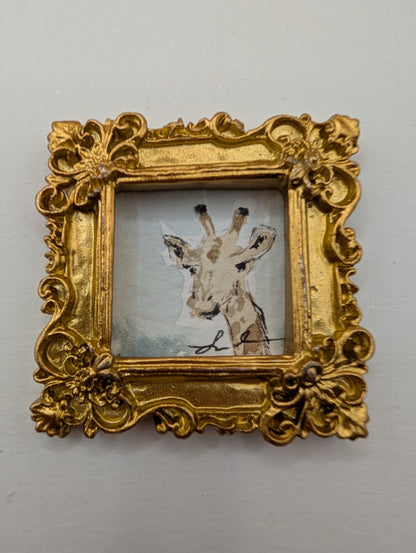 Mini Giraffe Painting - Original Watercolor Art by Lora Cavallin