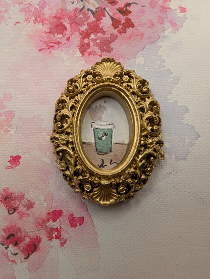 Mini Coffee Cup Painting - Original Watercolor Art by Lora Cavallin