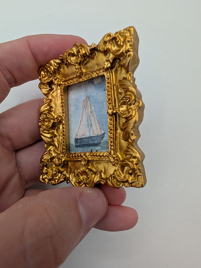 Mini Sailboat Painting - Original Watercolor Art by Lora Cavallin