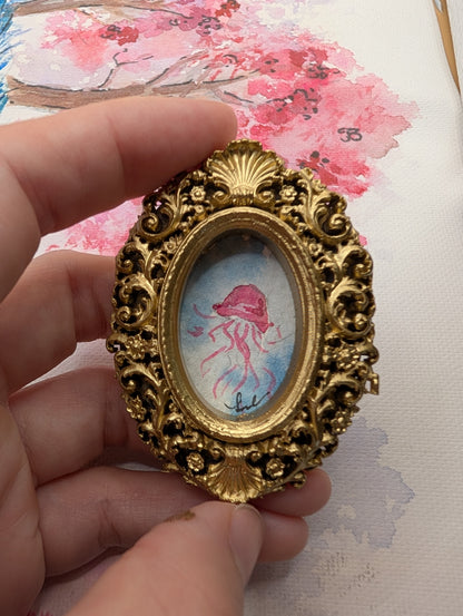 Mini Jellyfish Painting - Original Watercolor Art by Lora Cavallin